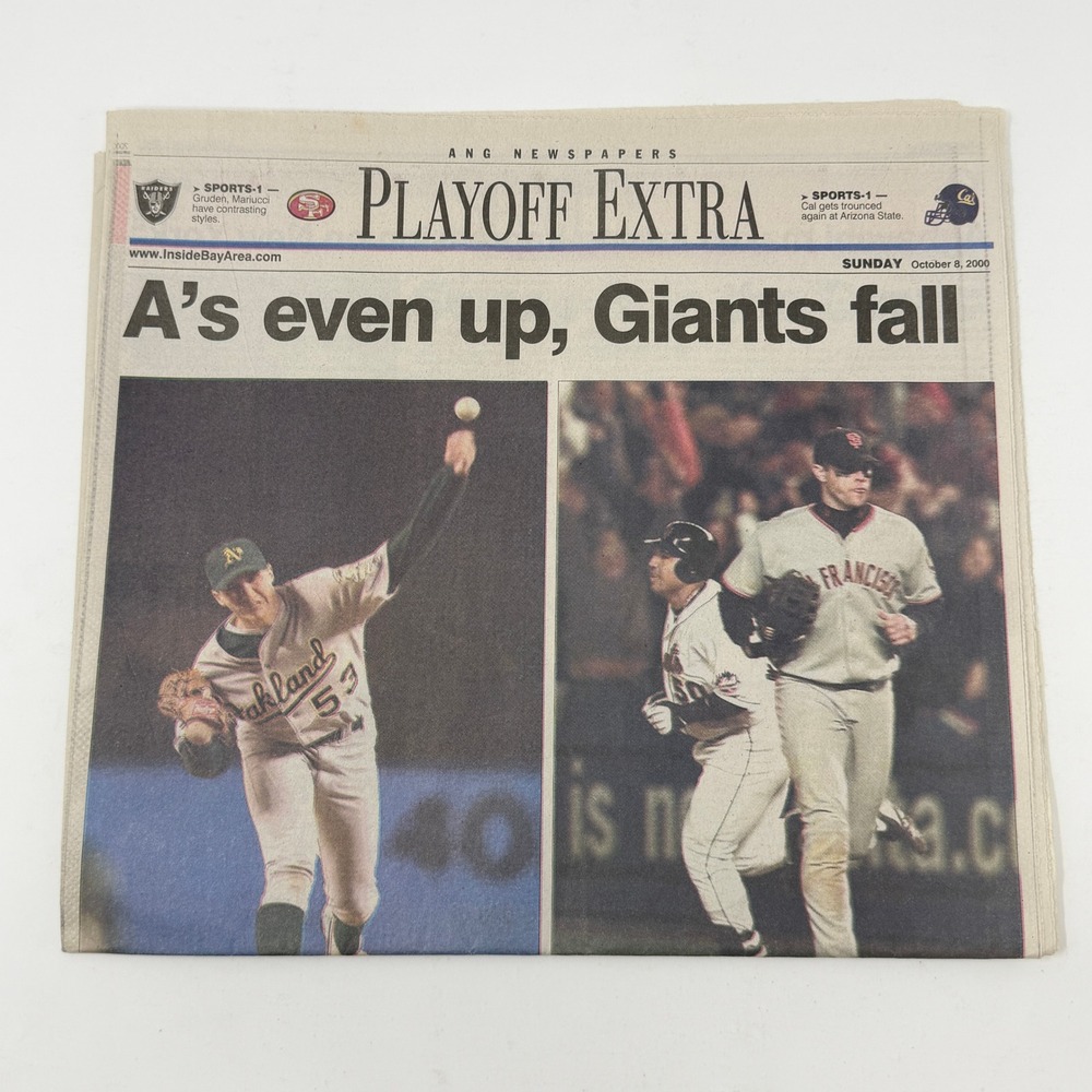 Oakland A's San Francisco Giants 2000 MLB Playoffs Newspaper ANG Playoff Extra